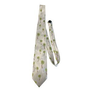 Tropicals by Tango Silk Necktie – Shimmery Palm Tree & Hibiscus Pattern